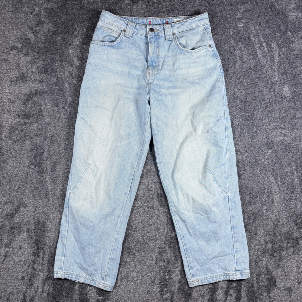 Zara Woman Light Wash Seam Detail Relaxed Jeans Size 2 26 High Rise Cotton